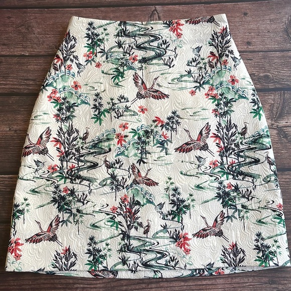 H&M | Jacquard weave bird print mini skirt in cream - Picture 3 of 10